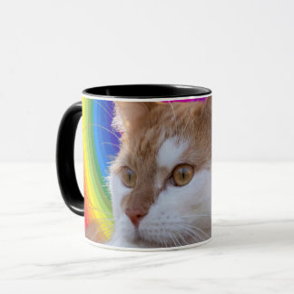 Cute Rainbow Colorful Cat Photo マグカップ