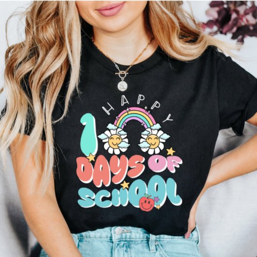 Cute rainbow Daisies Happy 100 Days of School Tシャツ