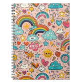 Cute Rainbow Doodle Pattern ノートブック (正面)