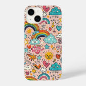 Cute Rainbow Doodle Pattern iPhoneケース (裏面)