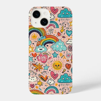 Cute Rainbow Doodle Pattern iPhone 14ケース