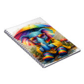Cute Rainbow Elephant Notebook – Cozy Design ノートブック (右側)