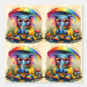 Cute Rainbow Elephant Pattern Wallpaper 壁紙 (正面)