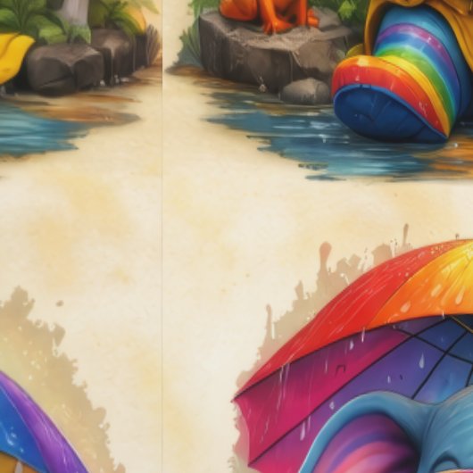 Cute Rainbow Elephant Pattern Wallpaper 壁紙 (縫い目)