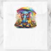 Cute Rainbow Elephant Sticker – Cozy Kawaii スクエアシール (バッグ)