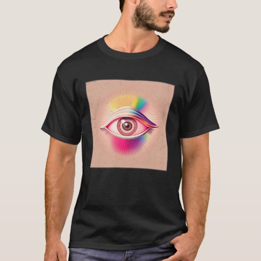 Cute Rainbow Eye Illustration Colorful Tears Uniqu Tシャツ (正面)