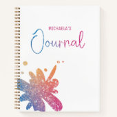 Cute Rainbow Glitter Splatter Journal Notebook ノートブック (正面)