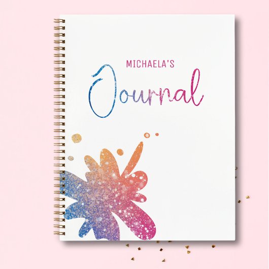 Cute Rainbow Glitter Splatter Journal Notebook ノートブック