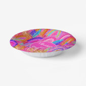 Cute Rainbow Gold Glitter 6th Birthday ペーパーボウル (傾斜あり)