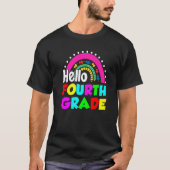 Cute Rainbow Hello Fourth Grade Happy First Day Tシャツ (正面)