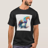 Cute Rainbow Horse Paint Splatter Illustration Col Tシャツ (正面)