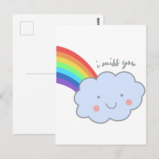 cute rainbow i miss you ポストカード (正面/裏面)