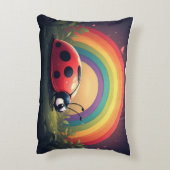 Cute Rainbow Ladybug Grass Cartoon Design アクセントクッション (裏面(縦))