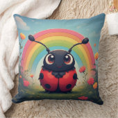 Cute Rainbow Ladybug – Whimsical Kids Decor クッション (ブランケット)
