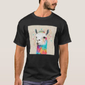 Cute Rainbow Llama Paint Splatter Illustration Col Tシャツ (正面)