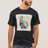 Cute Rainbow Llama Paint Splatter Illustration Col Tシャツ (正面)