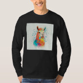 Cute Rainbow Llama Paint Splatter Illustration Col Tシャツ (正面)