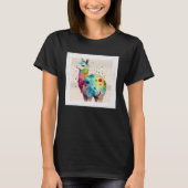 Cute Rainbow Llama Paint Splatter Illustration Col Tシャツ (正面)