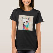 Cute Rainbow Llama Paint Splatter Illustration Col Tシャツ (正面)