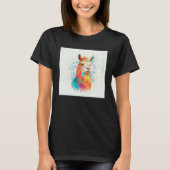 Cute Rainbow Llama Paint Splatter Illustration Col Tシャツ (正面)