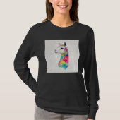Cute Rainbow Llama Paint Splatter Illustration Col Tシャツ (正面)