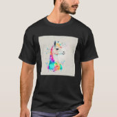 Cute Rainbow Llama Paint Splatter Illustration Col Tシャツ (正面)