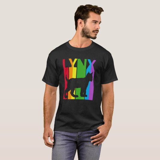 Cute Rainbow Lynx Cat Animal Tシャツ (正面フル)