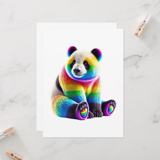 Cute Rainbow Panda カード (正面/裏面インサイチュ)