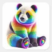 Cute Rainbow Panda スクエアシール (正面)