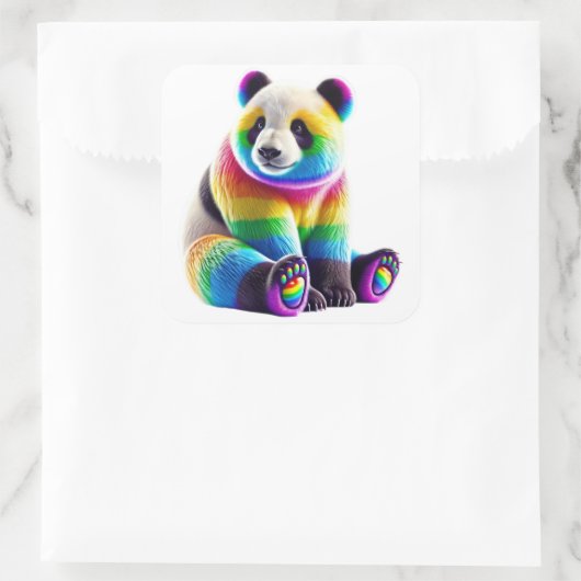 Cute Rainbow Panda スクエアシール (バッグ)