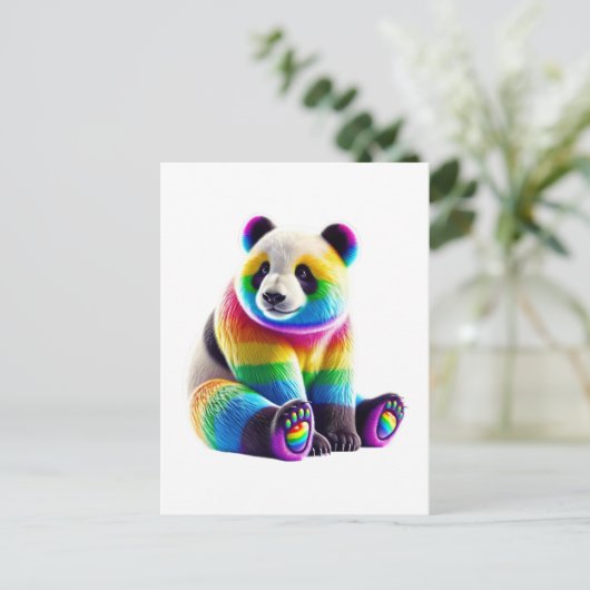 Cute Rainbow Panda ポストカード (スタンド正面)