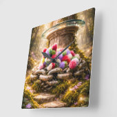 Cute Rainbow Plush Cat Wall Clock Kids Decor スクエア壁時計 (傾斜)