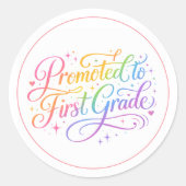 Cute Rainbow “Promoted to First Grade” Design ラウンドシール (正面)