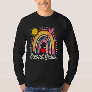 Cute Rainbow Second Grade Teacher Student Back To  Tシャツ