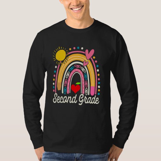 Cute Rainbow Second Grade Teacher Student Back To  Tシャツ (正面)