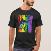 Cute Rainbow Swordfish fish Tシャツ (正面)