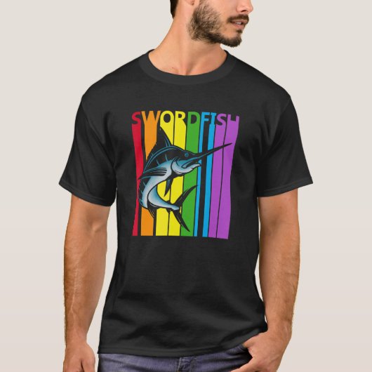 Cute Rainbow Swordfish fish Tシャツ (正面)