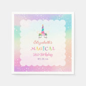 Cute Rainbow Unicorn Magical Birthday Party スタンダードカクテルナプキン (正面)