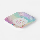 Cute Rainbow Unicorn Magical Birthday Party ペーパープレート (傾斜あり)