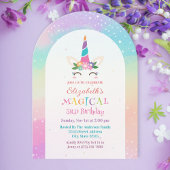 Cute Rainbow Unicorn Magical Birthday Party 招待状