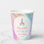 Cute Rainbow Unicorn Magical Birthday Party 紙コップ (裏面)