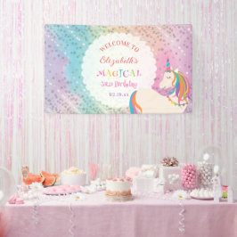 Cute Rainbow Unicorn Magical Birthday Welcome 横断幕