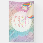 Cute Rainbow Unicorn Magical Birthday Welcome 横断幕 (縦)