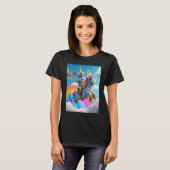 Cute Rainbow Unicorn Otter Riding A Unicorn  1 Tシャツ (正面フル)
