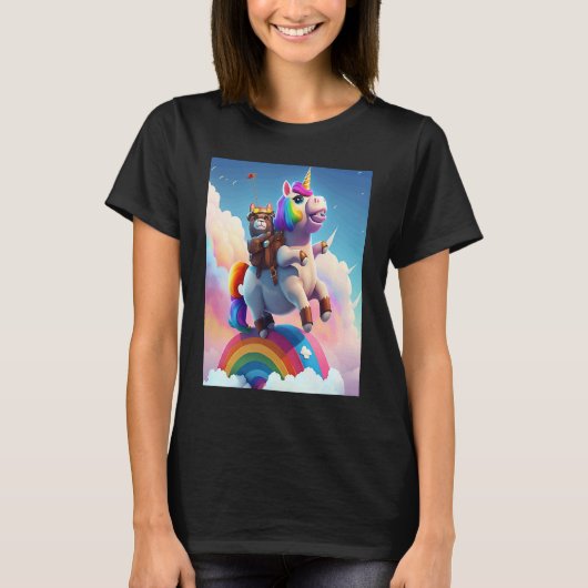 Cute Rainbow Unicorn Otter Riding A Unicorn Tシャツ (正面)