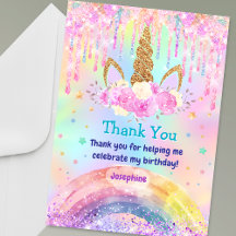 Cute Rainbow Unicorn pink aqua Drips birthday