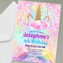 Cute Rainbow Unicorn pink aqua Drips birthday