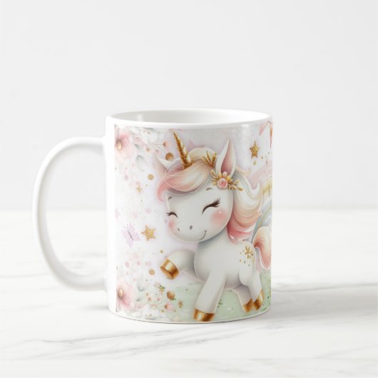  Cute Rainbow Unicorn Porcelain Mug コーヒーマグカップ (左)