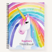 Cute Rainbow Unicorn Sketchbook Monogram Your Name ノートブック (正面)