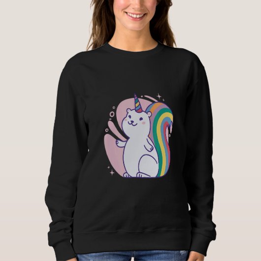 Cute rainbow unicorn squirrel スウェットシャツ (正面)